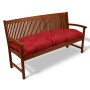Beautissu Flair BK Bankpolster 150x50x8cm Rot auf Holzbank. Gartenbankauflage für bequemes Sitzen.