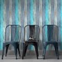 Erismann Vliestapete Imitations 2 Holz Blau FSC®, Holzwand-Optik mit blauen Farbtönen.