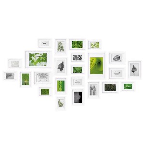 Bomoe Nature Bilderrahmen Set, 24 weiße MDF Rahmen in verschiedenen Größen für Collagen und Fotos.