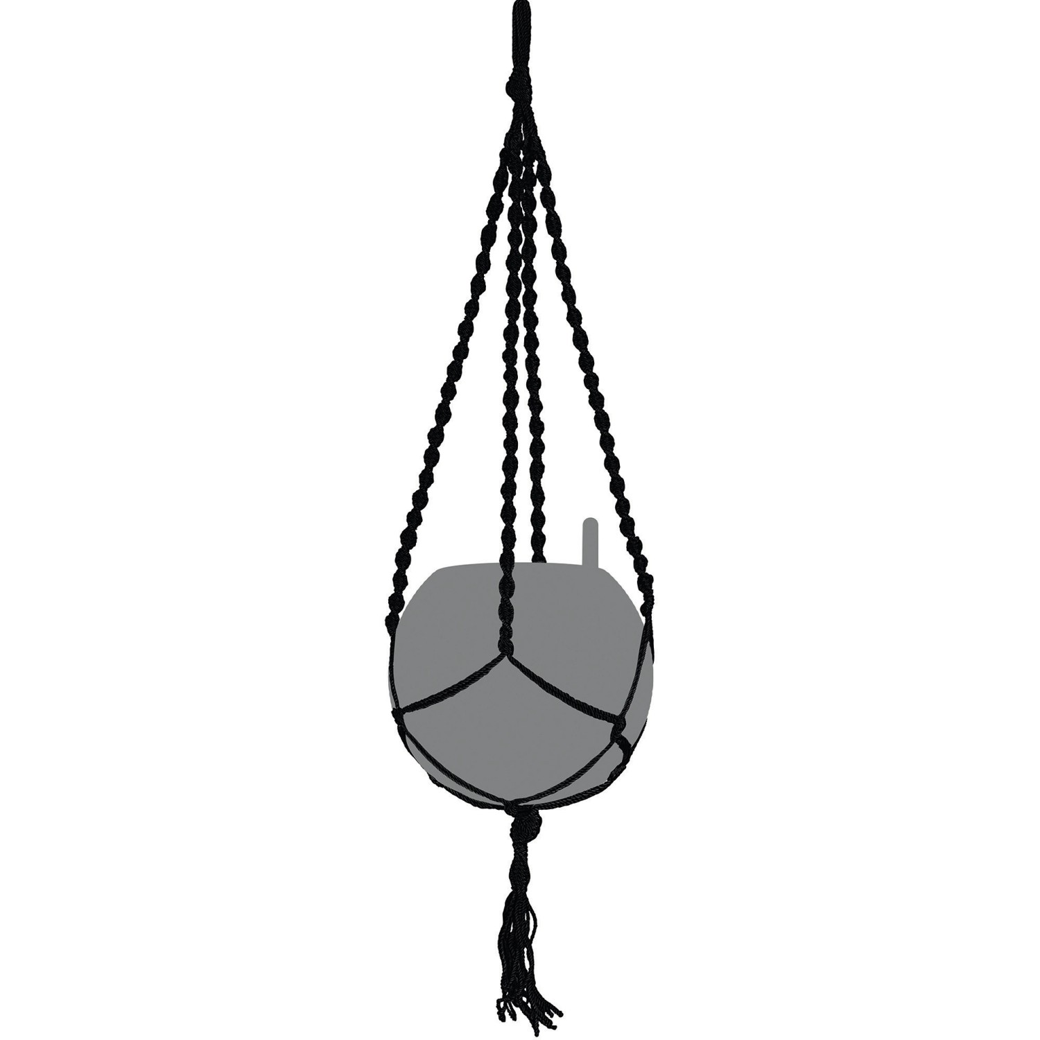 Lechuza Hängeampel Makramee Schwarz 85 cm