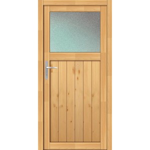 Holz-Nebeneingangstür Fichte Natur, 88x200 cm, Anschlag links, mit Ornamentglas