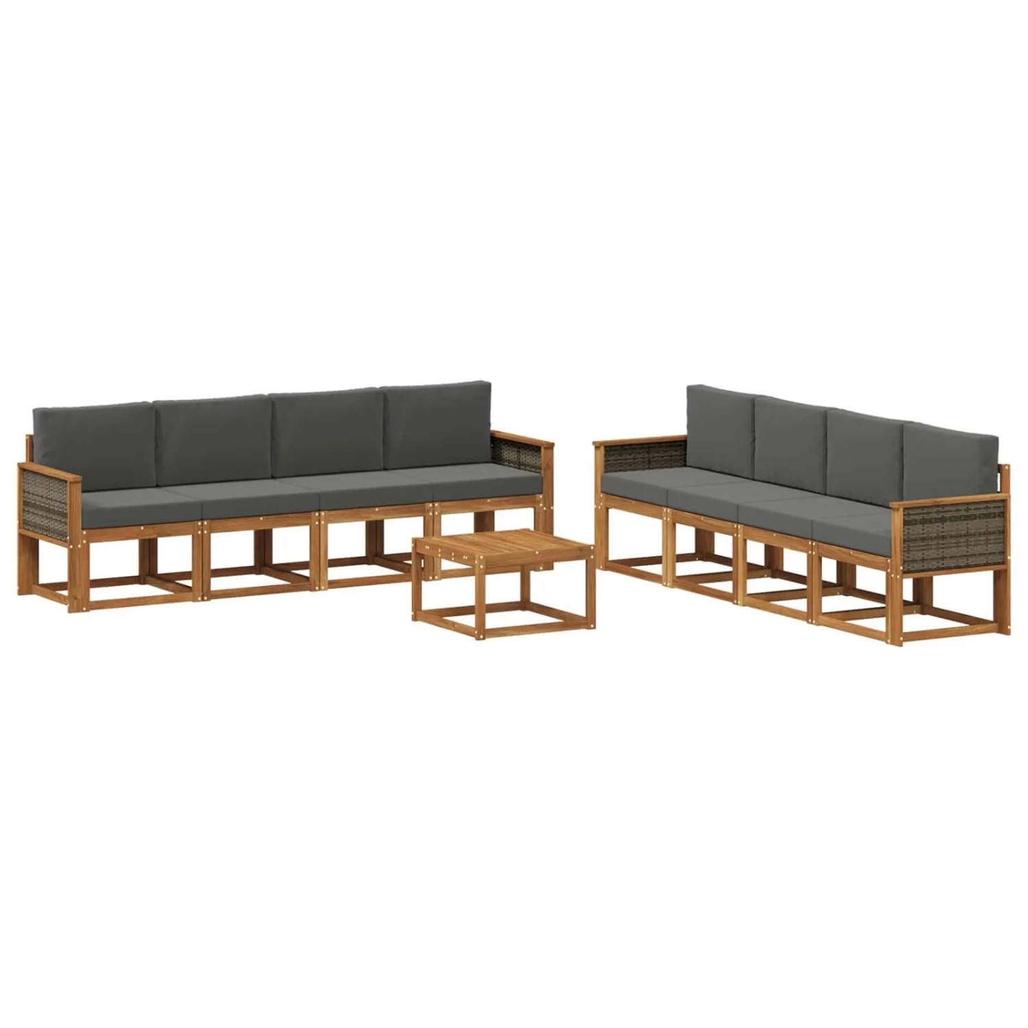 vidaXL Outdoor-Sofagarnitur mit Kissen 7 Stk Natur und Anthrazit 3385088