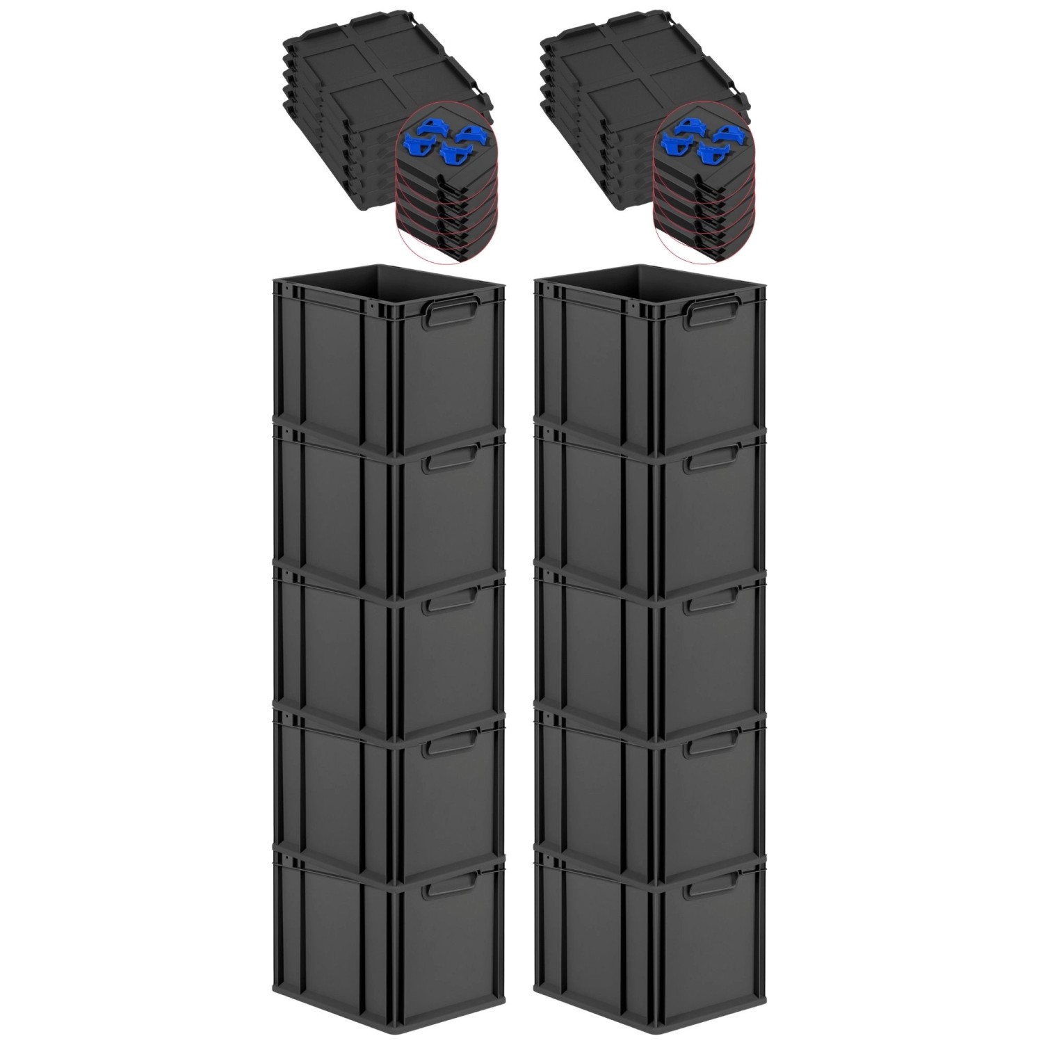 PROREGAL SparSet 10x Eurobox Nextgen Grip Mit Auflagedeckel Und Blauen Vers günstig online kaufen