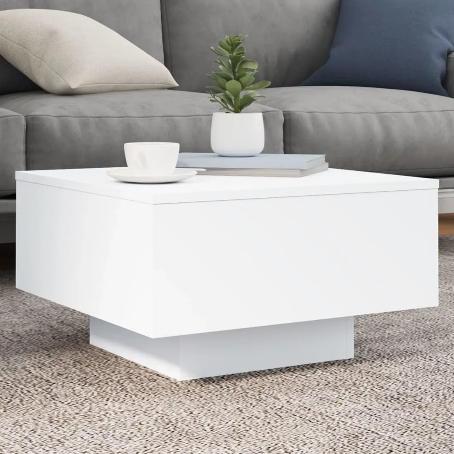 vidaXL quadratischer Couchtisch Weiß mit LED 55 x 55 x 31 cm 836574 kaufen bei OBI