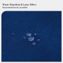 Blaue Vlies Tischdeckenrolle mit Wassertropfen, die den wasserabweisenden Lotuseffekt zeigen. Ideal für Feiern.