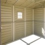 Innenansicht: Duramax Kunststoff-Gartenhaus WoodBridge Plus mit Fenster. Gerätehaus mit 7,6 m² Grundfläche.