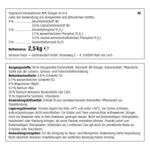 Informationen zur Zusammensetzung und Anwendung des GROW by OBI Kompostbeschleunigers.