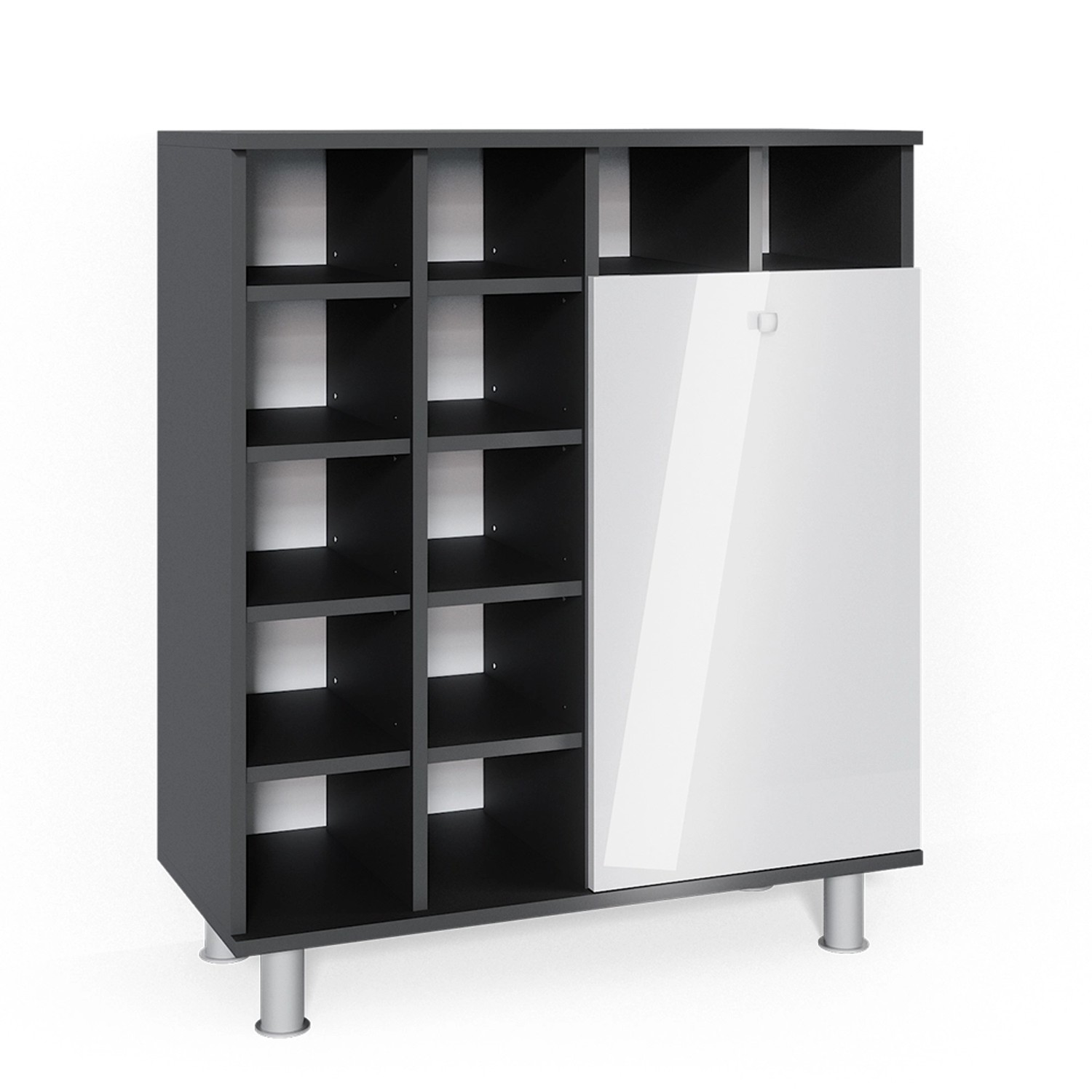 Vicco Badschrank Fynn Weiß Hochglanz/Anthrazit 79 x 92 cm günstig online kaufen