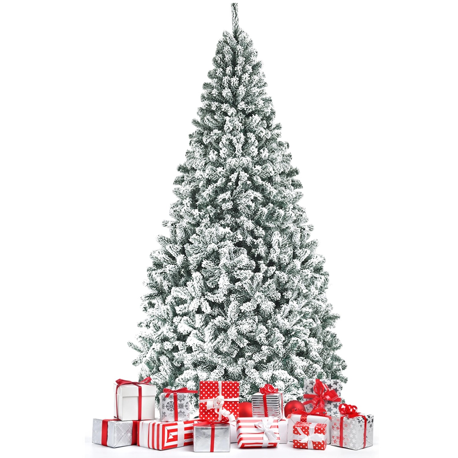 Costway Künstlicher Weihnachtsbaum 270cm mit Schnee & Metallständer