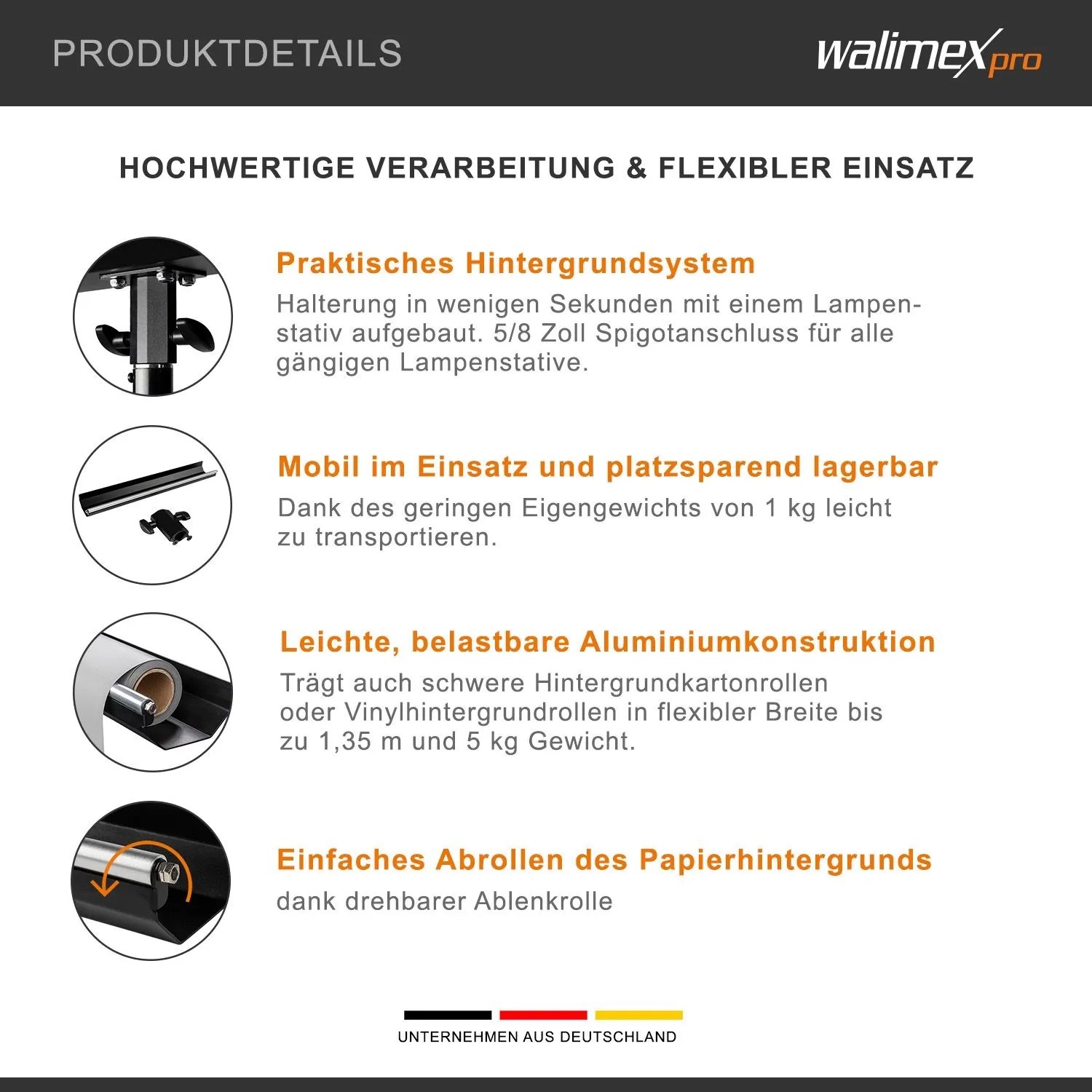 Walimex Pro Hintergrund Halterung Hintergrundsystem Fotohintergrund Fotostudio_3