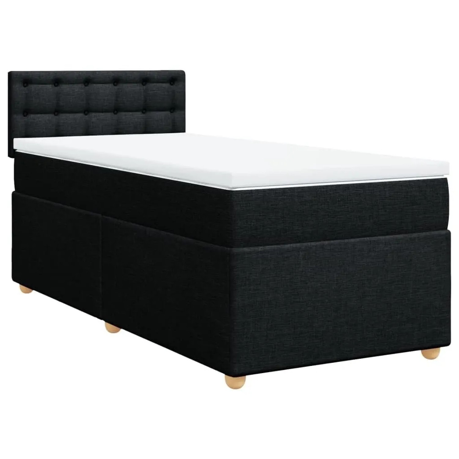 vidaXL Boxspringbett mit Matratze Schwarz 90x190 cm Stoff 3288851