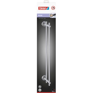 Tesa Moon Badetuchhalter Doppelt, Edelstahloptik. Handtuchstange für zwei Badetücher, zur Wandmontage ohne Bohren.