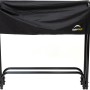 Schwarzes ShelterLogic Kaminholzregal 126x118cm mit Abdeckung für trockene Lagerung.