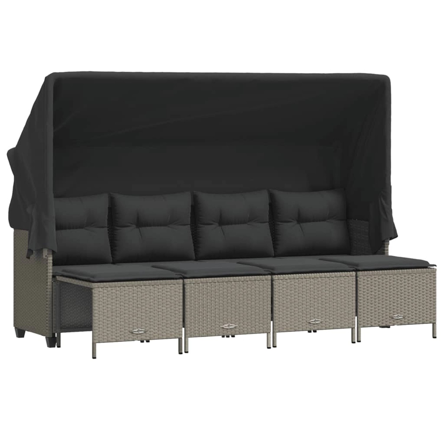 vidaXL 5-tlg Garten-Sofagarnitur mit Kissen Hellgrau Poly Rattan Modell 5 günstig online kaufen