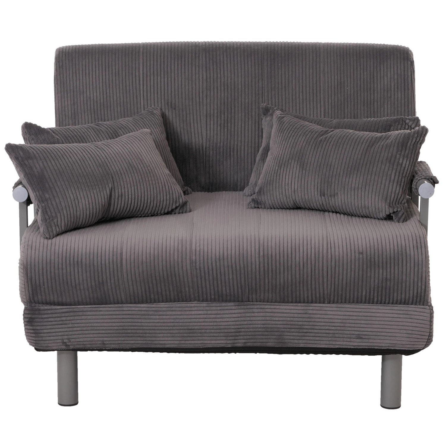 Dunkelgrauer MCW Schlafsessel K29 aus Cordstoff mit Kissen und Schlaffunktion.