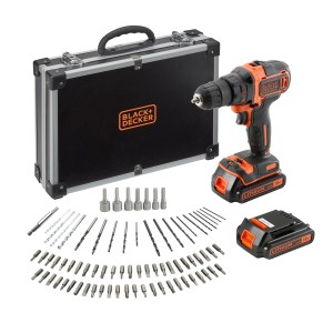Black+Decker Akku-Bohrschrauber Set mit Koffer, Akkus und Zubehör.