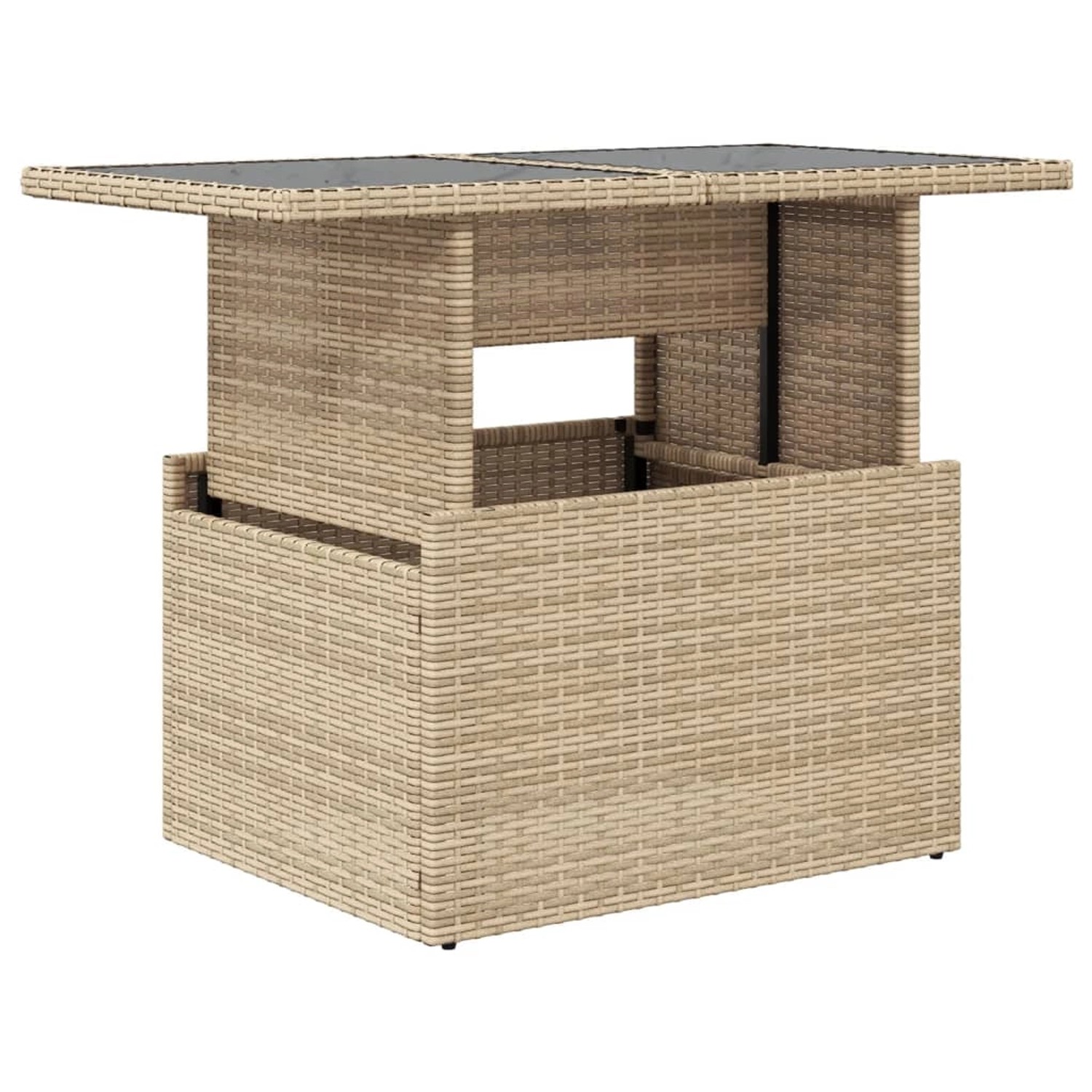 vidaXL Gartentisch mit Glasplatte Beige 100x55x73 cm Poly Rattan 366059 günstig online kaufen