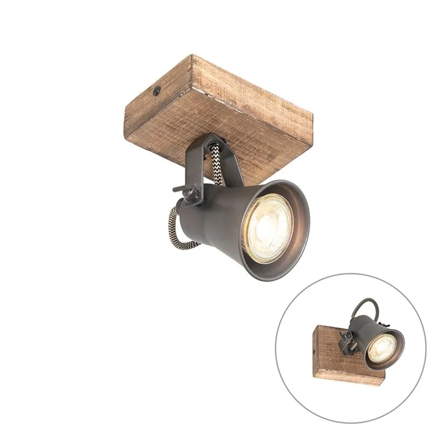 QAZQA Ländlicher Fleck Schwarz mit Holz Jelle