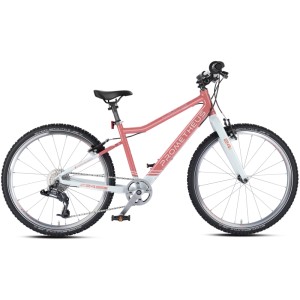PROMETHEUS Kinderfahrrad 24 Zoll in Coral-Weiß. Leichtes Aluminiumrad mit 8-Gang SRAM Schaltung für Kinder.