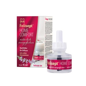 Felisept Home Comfort Nachfüllflakon 45ml für Katzen, zur Stressreduktion und Förderung der Ausgeglichenheit.