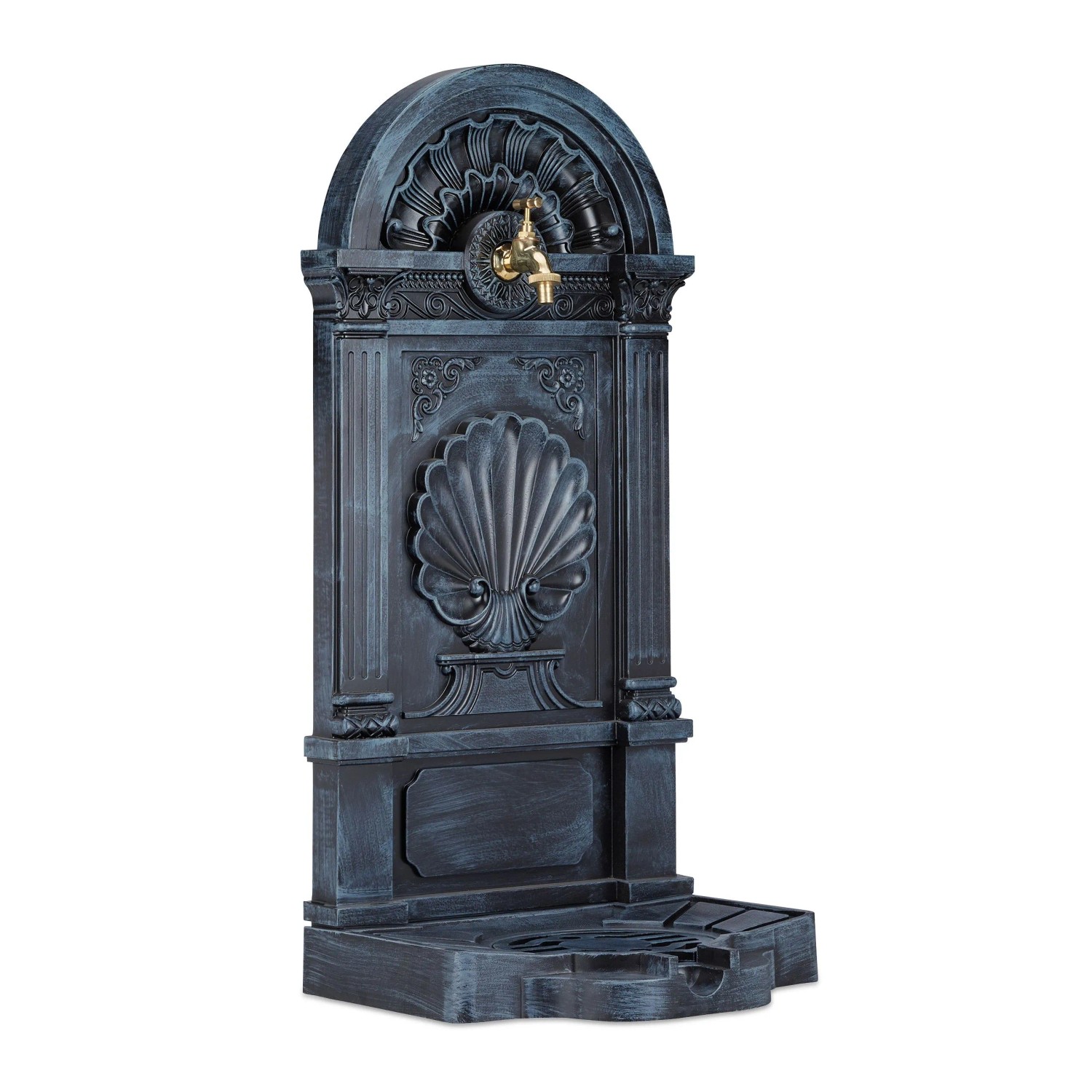 Relaxdays Standbrunnen Aluminium Antik Dunkelgrau Gold 83 cm x 39 cm x 33 cm