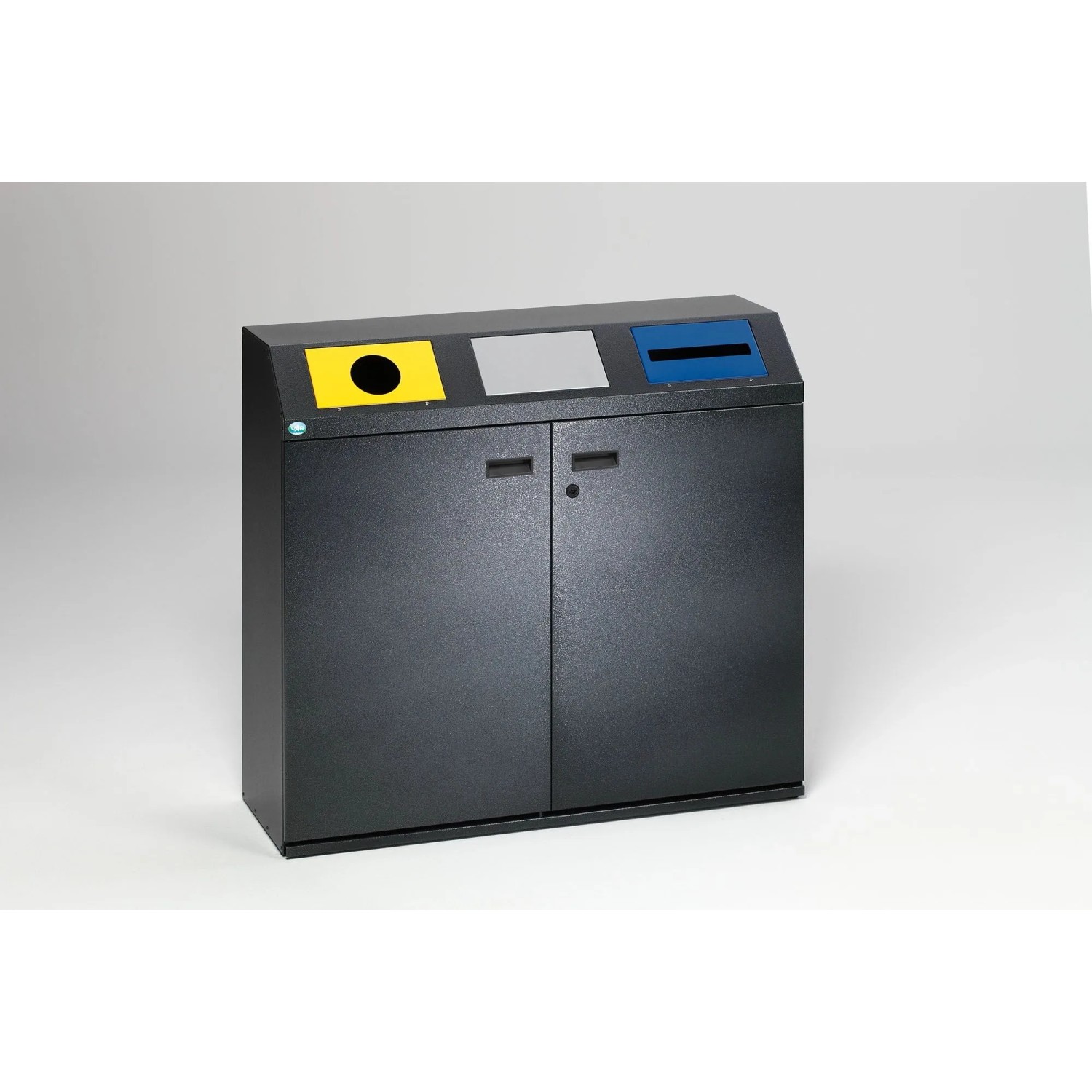 PROREGAL Selbstlöschende Wertstoffsammlstation Eckig Mit 3 Einsätzen 80 Liter Je Behälter HxBxT 97,5 x 108 x 37,5 cm Verzinkter Stahl Grau