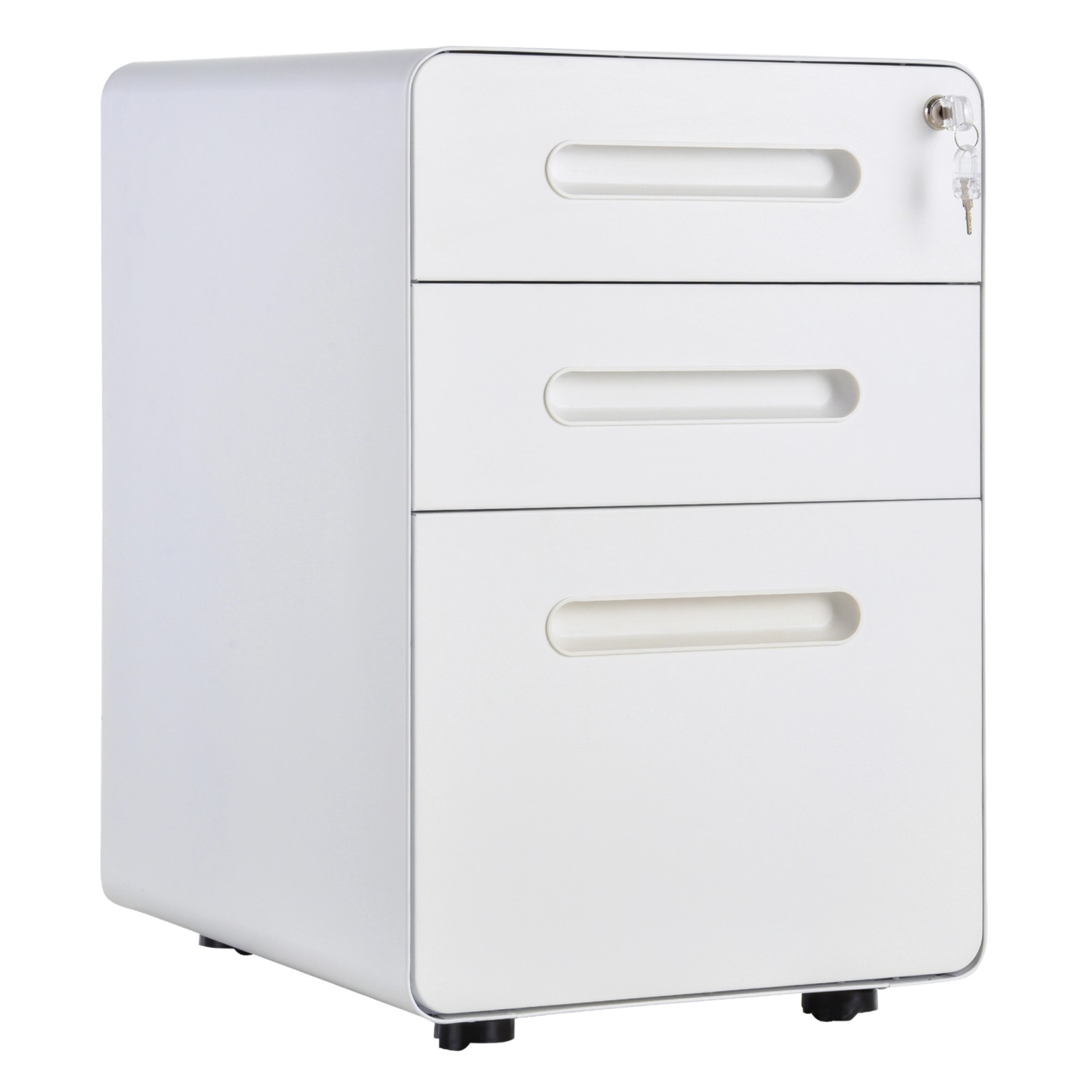 Vinsetto Rollcontainer mit 3 Schubladen Aufbewahrung Stahl Weiß 39 x 48 x 5 günstig online kaufen