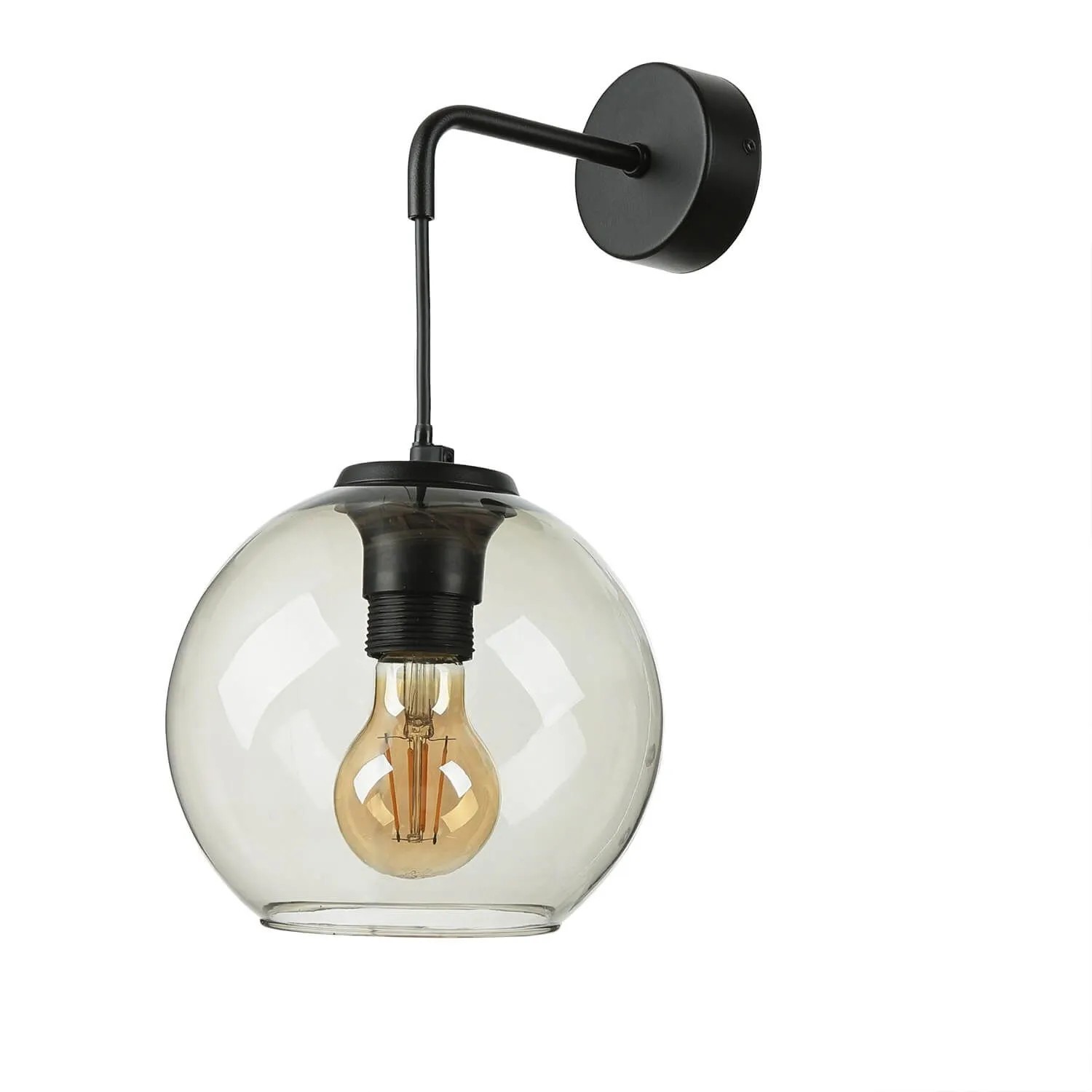 Licht-Erlebnisse Wandleuchte Rauchglas E27 Kugel Schirm Retro Design