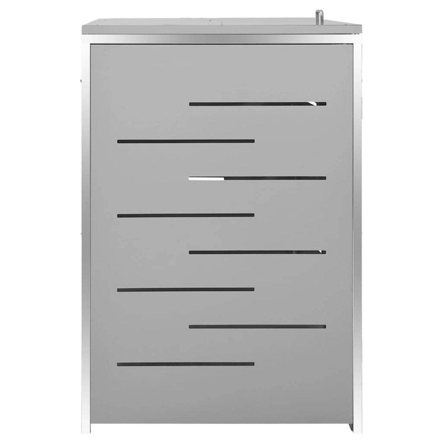 vidaXL Mülltonnenbox für 4 Tonnen aus Edelstahl, grau mit horizontalen Schlitzen.