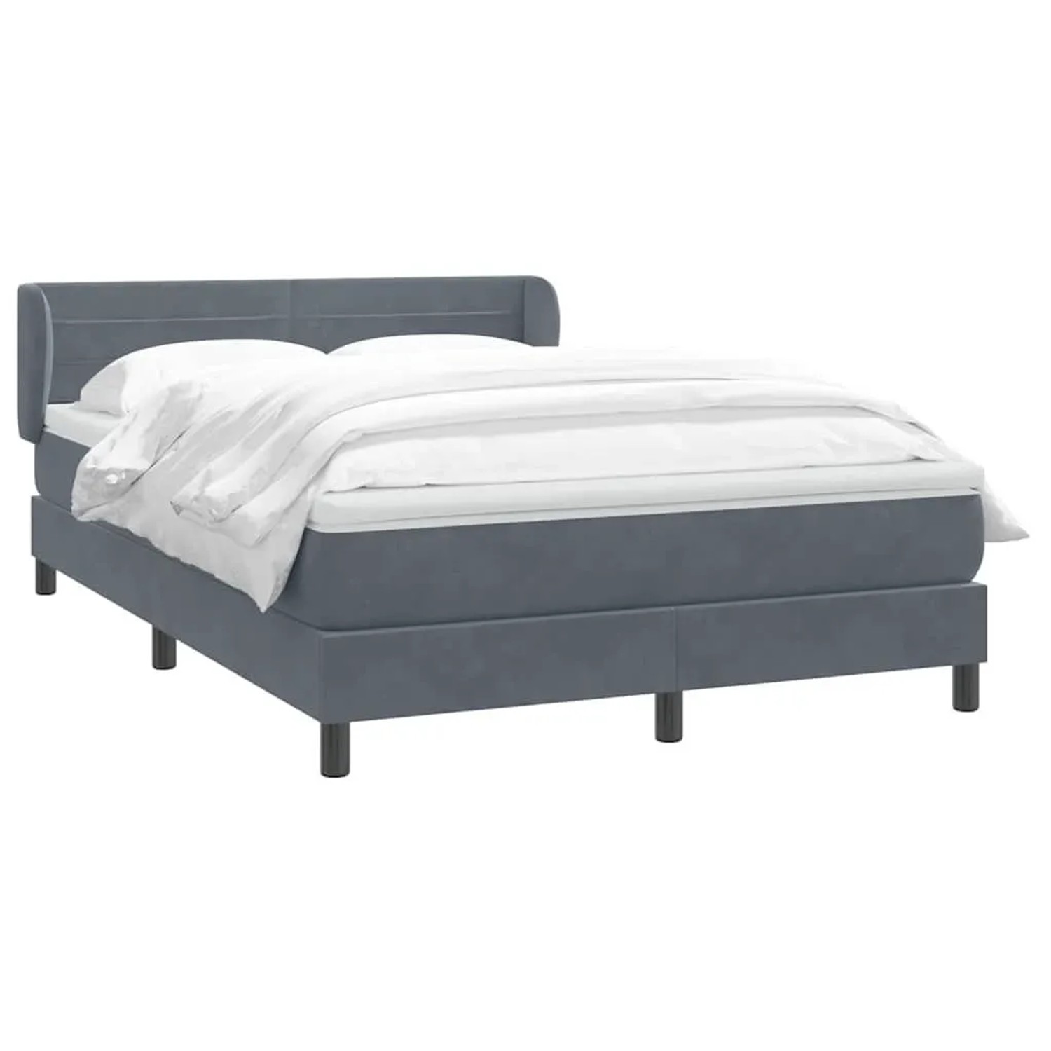 vidaXL Boxspringbett mit Matratze Dunkelgrau 160x210 cm Samt 3317614