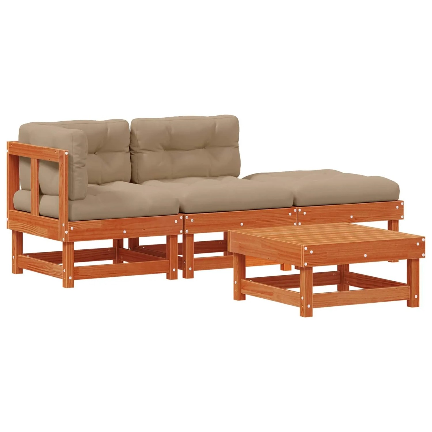 vidaXL Garten-Lounge-Set 4 Stk Wachsbraun Massives Kiefernholz 3418068