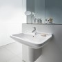 Weißes Duravit Starck 3 Handwaschbecken, 45 cm, mit Überlauf und Hahnloch für Gäste-WC.