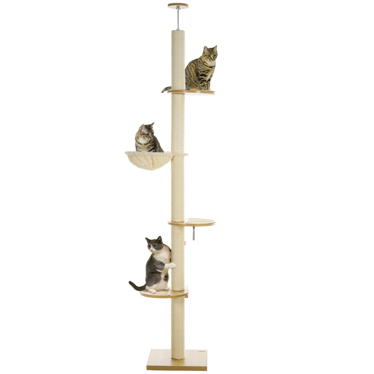 PawHut Kratzbaum Spanplatte Polyester Eiche Cremeweiß 40L x 40B x 230-250H cm