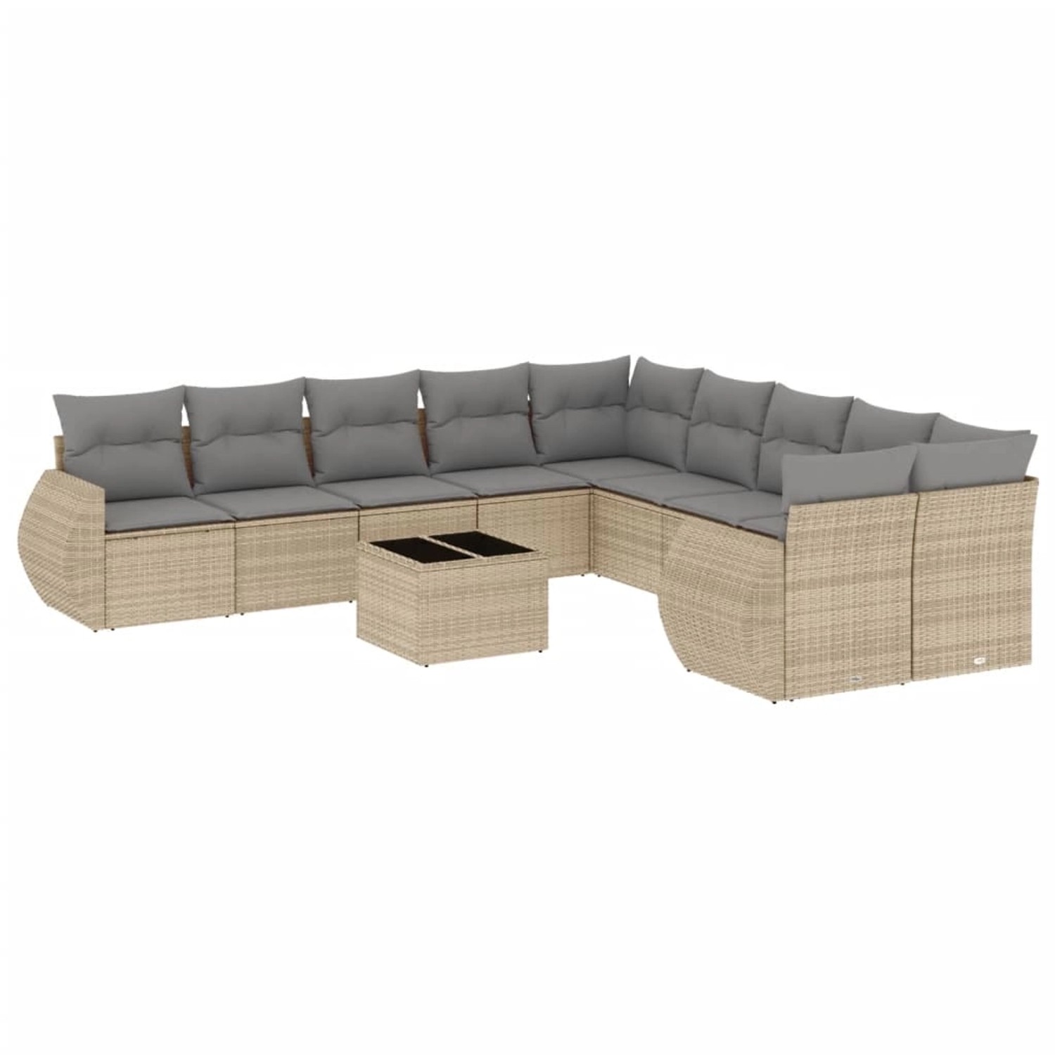 vidaXL 11-Tlg Garten-Sofagarnitur mit Kissen Beige Poly Rattan 3254256 günstig online kaufen
