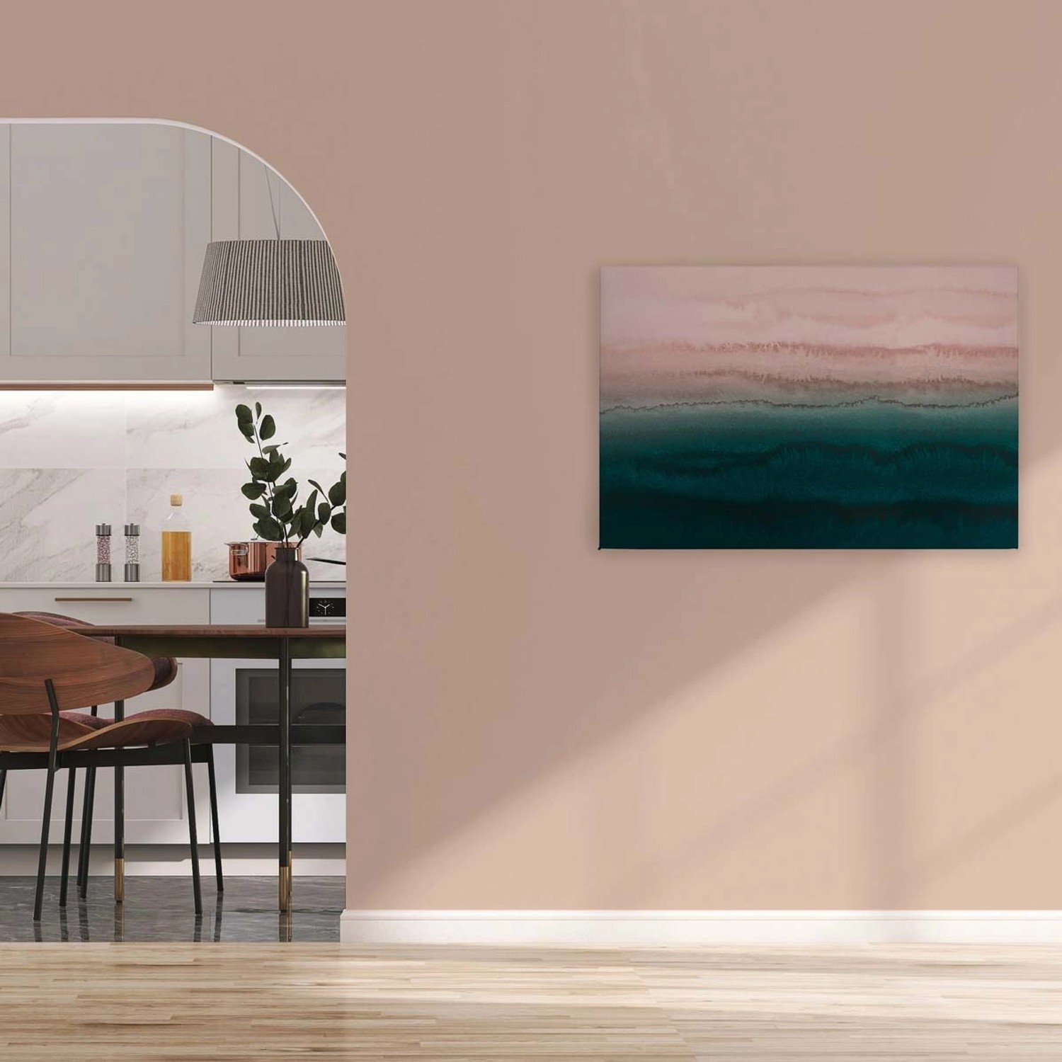 Bricoflor Leinwandbild Mit Farbverlauf Bild Für Schlafzimmer Und Mädchenzimmer Wandbild In Aquarell Optik Grün Rosa In 1