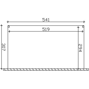 Technische Zeichnung der Skan Holz Terrassenüberdachung Modena, Maße: 541 x 307 cm.
