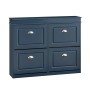SoBuy Schuhschrank mit 4 Klappen Schuhkommode MDF Schuhregal 105x82x24cm Blau FSR79-B