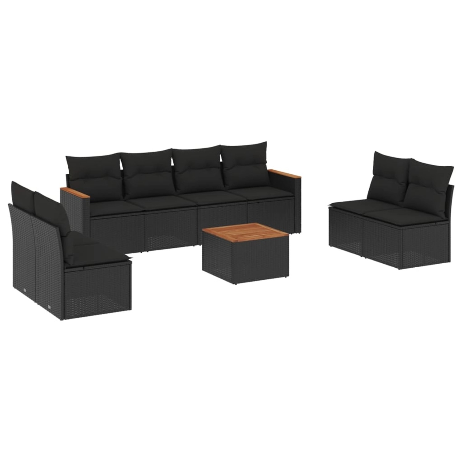 vidaXL 9-tlg Garten-Sofagarnitur mit Kissen Schwarz Poly Rattan Modell 170 günstig online kaufen