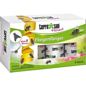 Terrasan Home Fliegenfänger, 4 Stück, spiralförmiges Leimband im Karton.