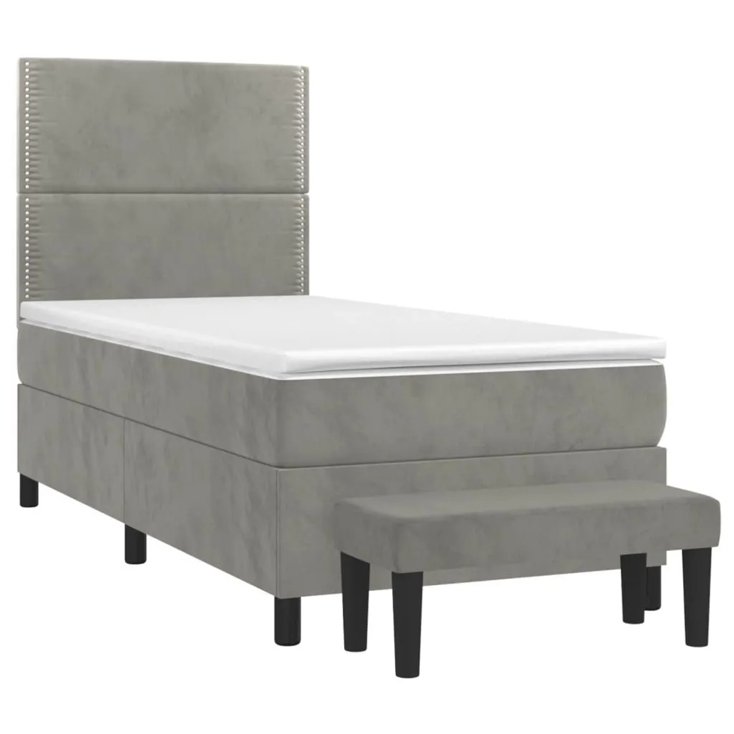 vidaXL Boxspringbett mit Matratze Hellgrau 90x190 cm Samt 3137755 günstig online kaufen