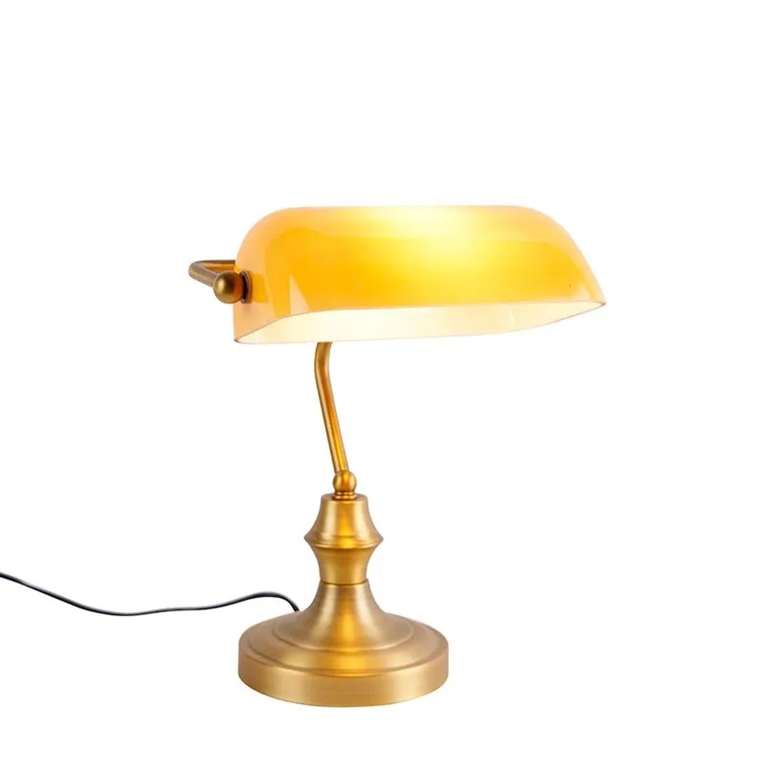 QAZQA Klassische Notarlampe Bronze mit Braunglas Banker
