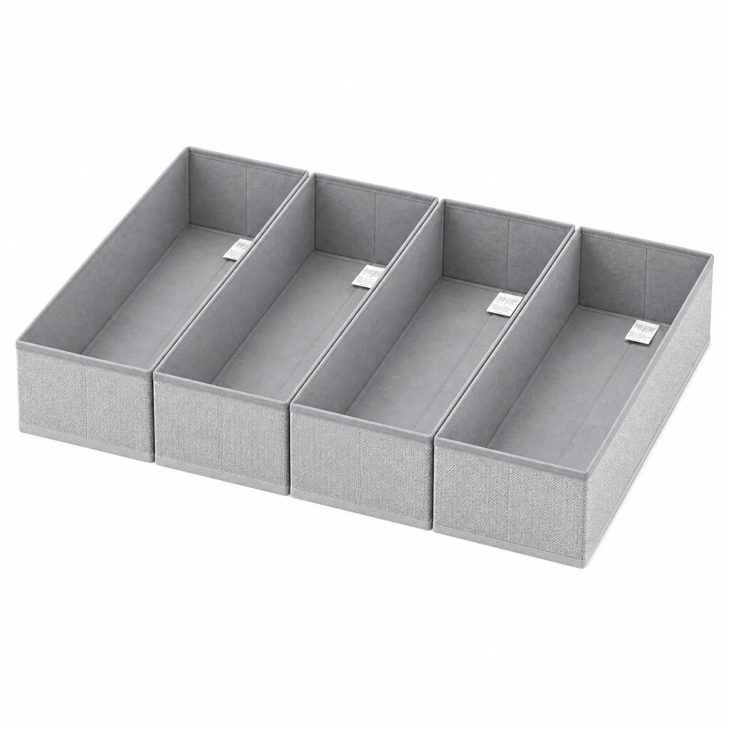 Sekey Aufbewahrungsbox Schubladen Organizer aus Vliesstoff Faltbare Stoffboxen 4er Set 22 x 51 x 11 cm ohne Fächer für Unterwäsche Socken Krawatten