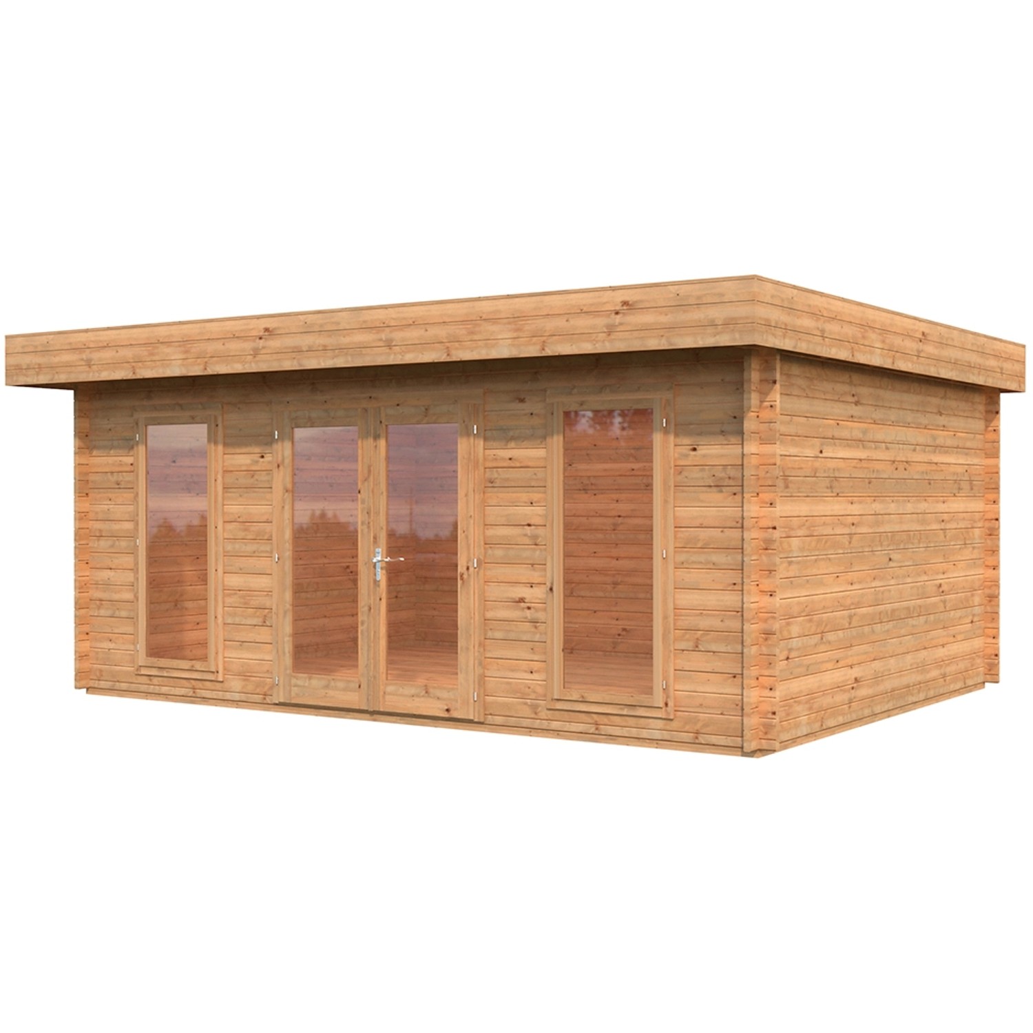 Palmako Bret Holz-Gartenhaus Braun Flachdach Tauchgrundiert 574 cm x 390 cm günstig online kaufen