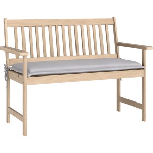 Gartenbank Edgewood aus Akazie FSC® mit hellgrauem Sitzkissen für 2 Personen.