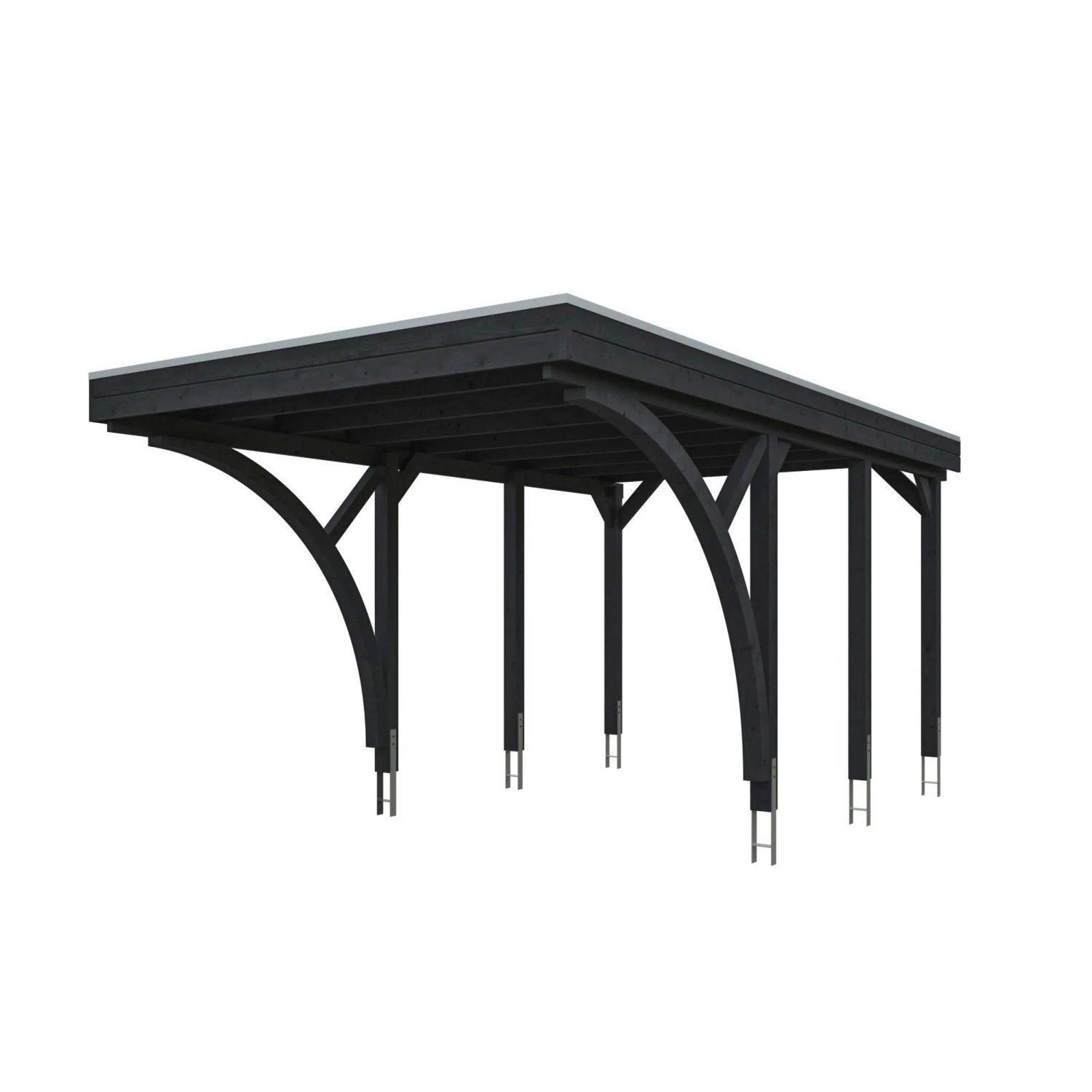 Skan Holz Carport-Set Friesland F mit Einfahrtsbögen 320 cm x 555 cm Anthrazit