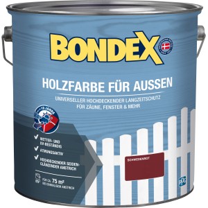 Dose Bondex Holzfarbe für Außen, Schwedenrot, 7,5l. Wetterschutzfarbe für Zäune, Fenster und mehr.