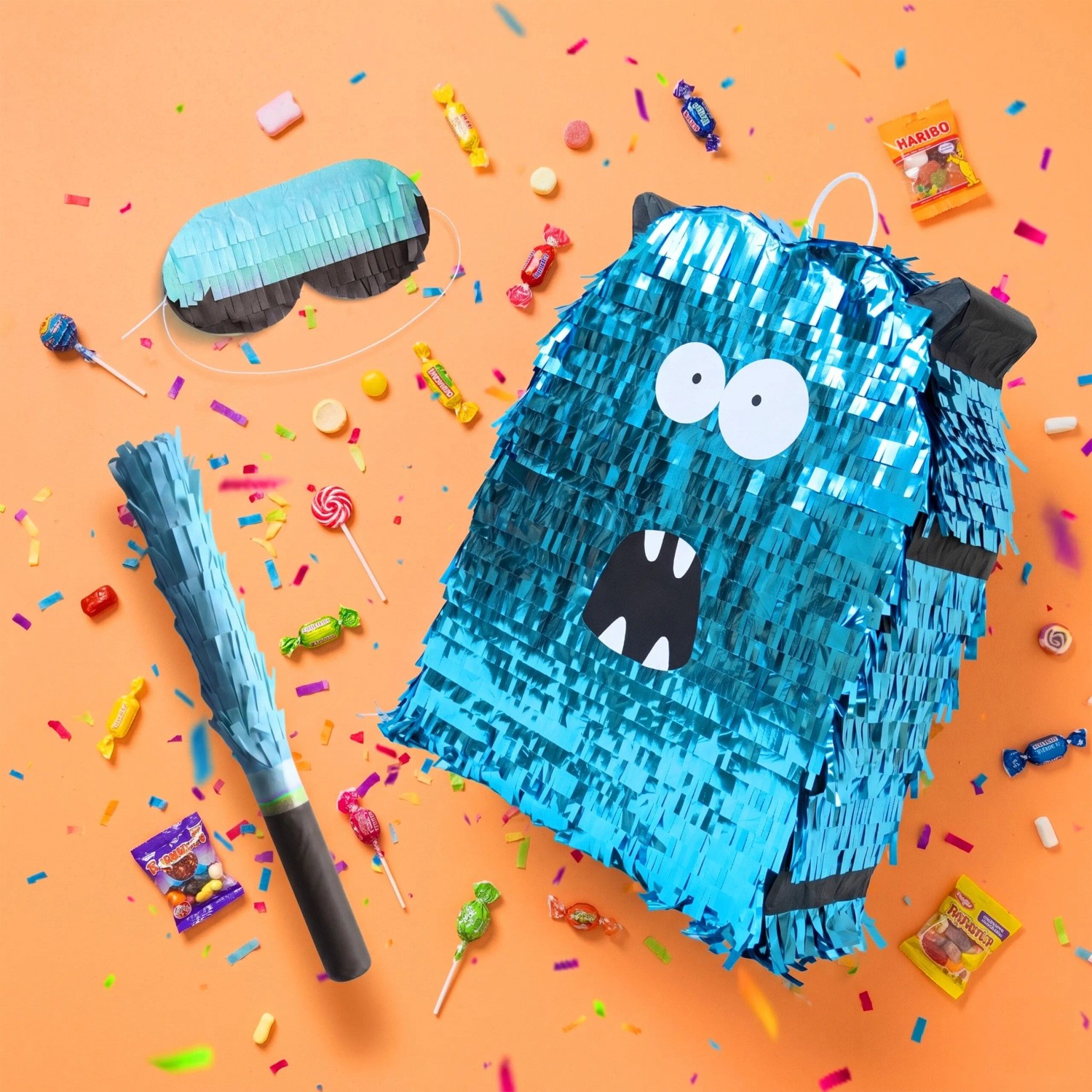 Relaxdays Pinata Pappe Blau Glänzend Befüllbar Mit Zubehör-Set_5