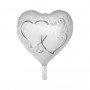 Party Factory Folienballon Herz, Ø 42 cm, weiß/silber, mit Herz-Motiv für Partydeko.