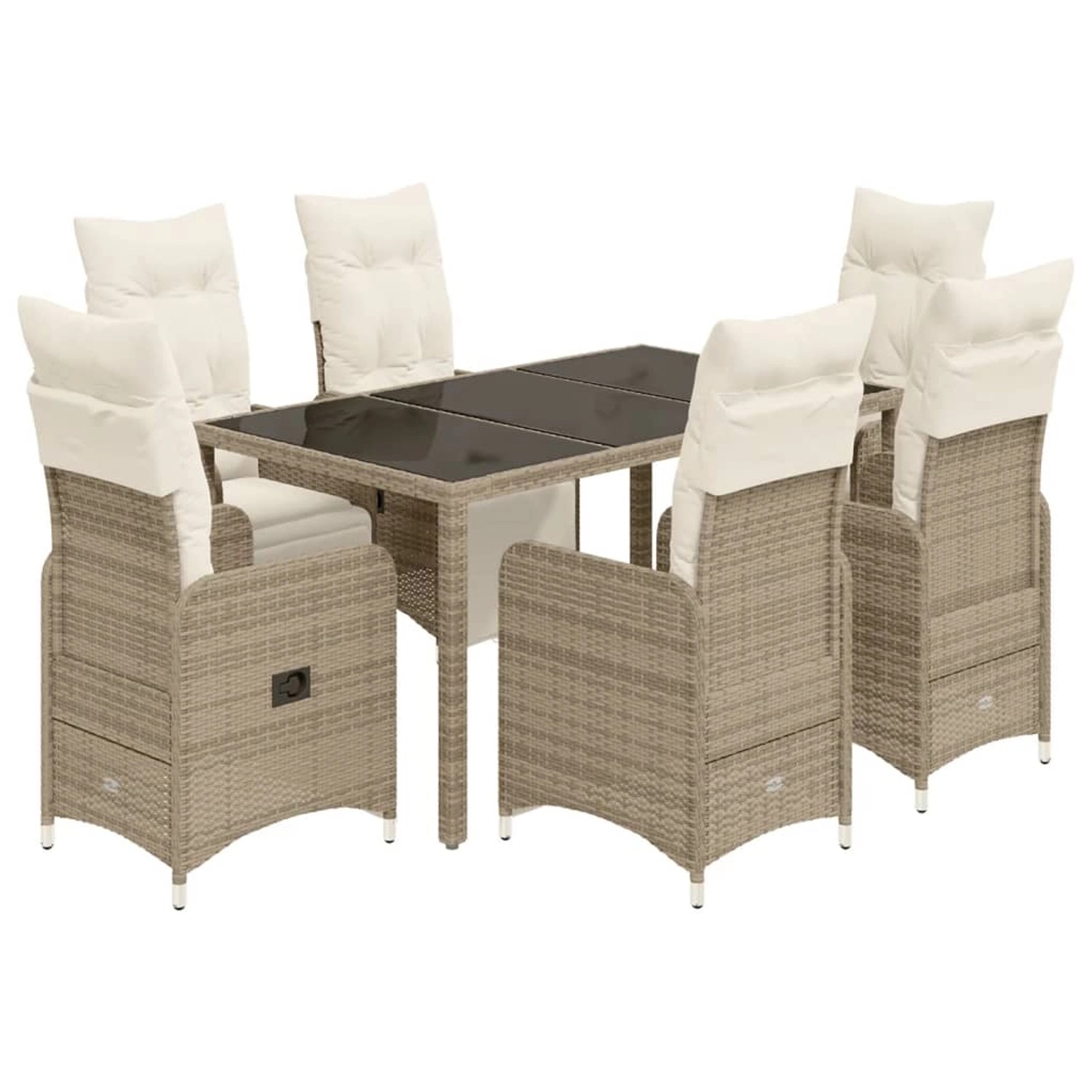 vidaXL 7-tlg Garten-Bistro-Set mit Kissen Braun Poly Rattan Modell 4