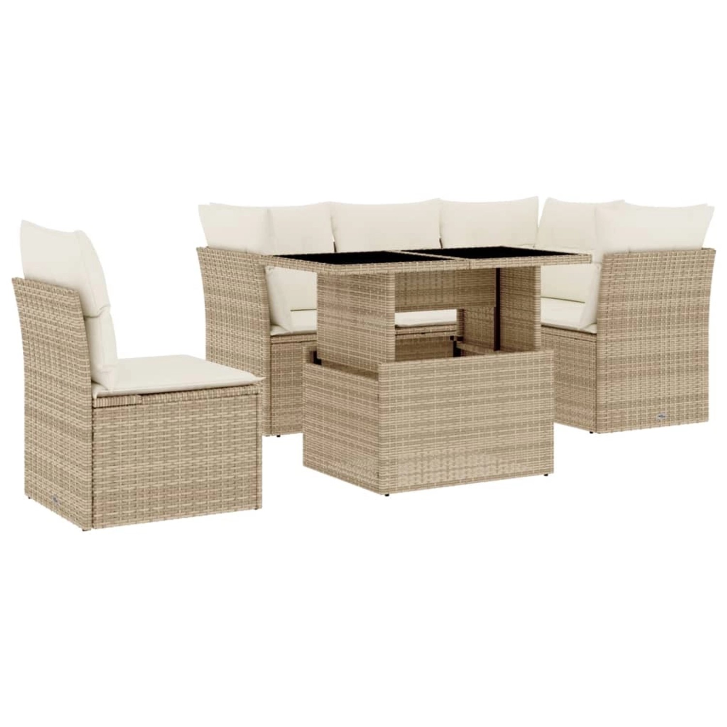 vidaXL 6-Tlg Garten-Sofagarnitur mit Kissen Beige Poly Rattan 3266588 günstig online kaufen